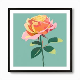 Rose 5 Square Flower Illustration Art Print