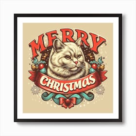 Merry Christmas Cat 9 Art Print