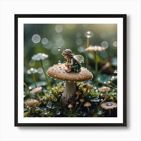 Fairy On A Mushroom Art Print