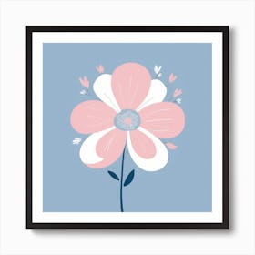 A White And Pink Flower In Minimalist Style Square Composition 37 Art Print