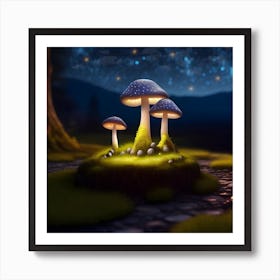Glowing Mushrooms 6 Art Print