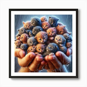 Kittens In The Rain 9 Art Print