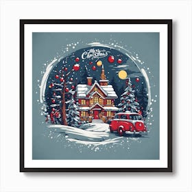 Snowy Christmas Night Art Print