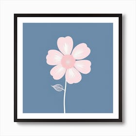 A White And Pink Flower In Minimalist Style Square Composition 567 Art Print