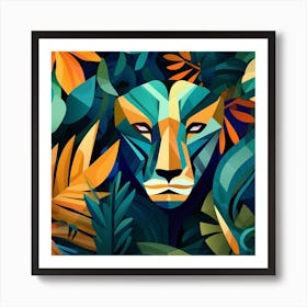 Abstract Lion In The Jungle Art Print