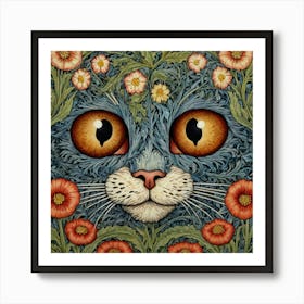 Cat In Flowers 7 Art Print