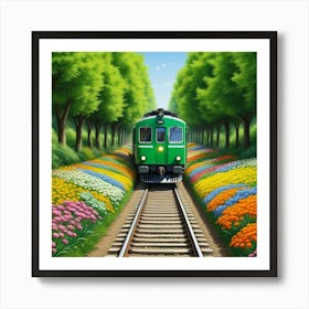 Tren avanzando hacia la estacion Art Print