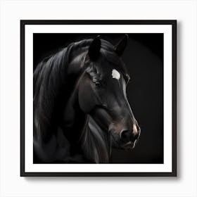 Black Horse Portrait 2 Art Print