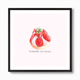 Strawberry Tart Square Art Print