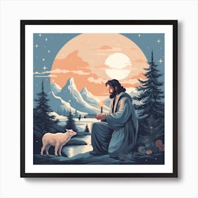 Jesus In The Mountains 2 Art Print