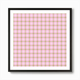 Pink Gingham Fabric Art Print