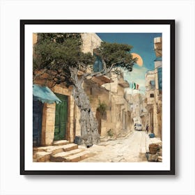 Street In Malta early traditional house landscape art Art Print