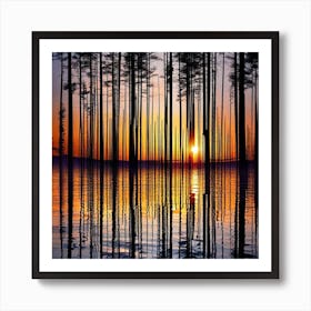 Sunset In The Forest 25 Art Print