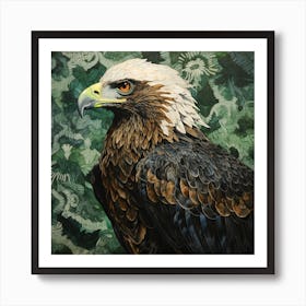 Ohara Koson Inspired Bird Painting Golden Eagle 4 Square Art Print