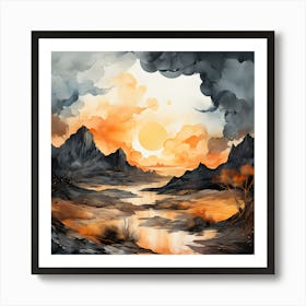 Sunset In The Mountains Art Print