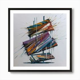 A group of paintings falling on top of each other 7 Art Print