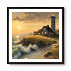 Lighthouse At Sunset 10 Art Print