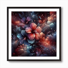 Hibiscus Flowers In The Sky Art Print