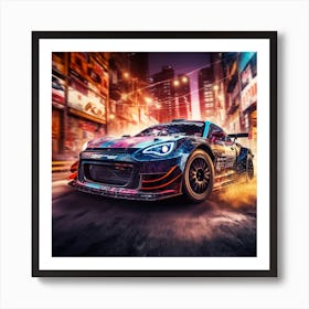 Race Car In A City Art Print