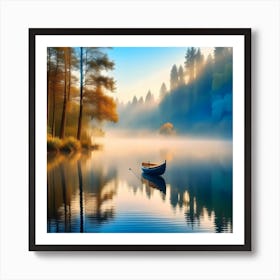 Boat On A Lake 2 Art Print