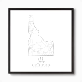 Idaho Minimal Street Map Square Art Print