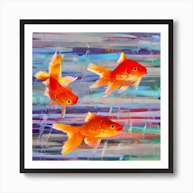 Whimsical Goldfish Abstract Art Print