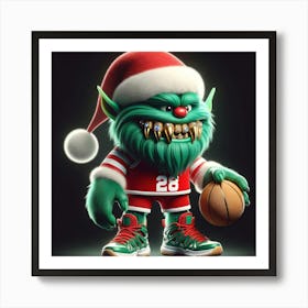 Santa Claus Basketball Art Print