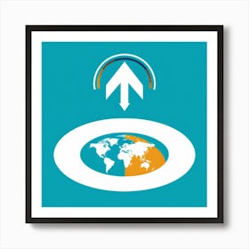 Abstract Icon Illustrating Geo Locator Function Horizontal Arrow Pointing Downwards Leading To A P (4) Art Print