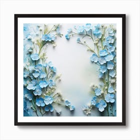 Frame Of Blue Flowers Art Print