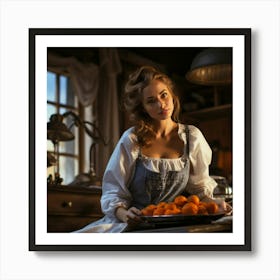 Portrait Of A Woman In A Kitchen Art Print