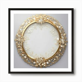 Create A Slim Metallic Snow White Winter Round Bor (1) Art Print