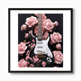 Rhapsody in Pink and Black Guitar Wall Art Collection 19 Art Print