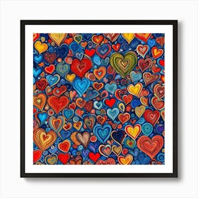 Different Heart Patterns Art Print