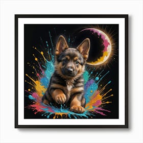 German Shepherd Dog Painting Art Print