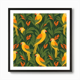 Yellow Parrots Art Print