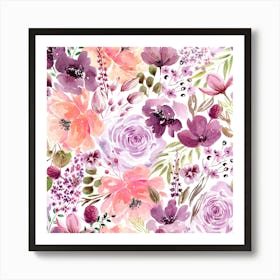 Floral Chaos Pink Art Print