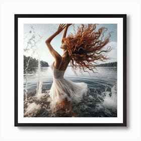 Woman In The Water Art Print