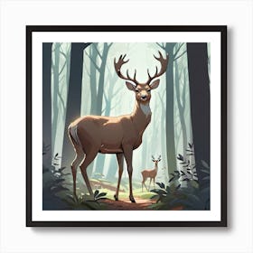 Deer In The Woods 15 Art Print