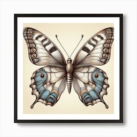 Antique Victorian Butterfly Drawing v4 Art Print