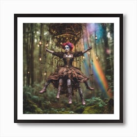 Rainbow Flying Marionette Spider Forrest Fairy  Art Print