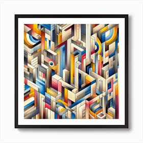 A mixture of modern abstract art, plastic art, surreal art, oil painting abstract painting art deco architecture 14 Art Print