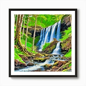 Waterfall In The Woods Art Print