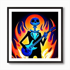 Skeleton Playing Guitar Art Print