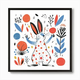 Rabbits And Flowers 1 Art Print