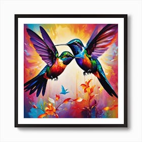 Multicolor Abstract Hummingbird Art 0 Art Print