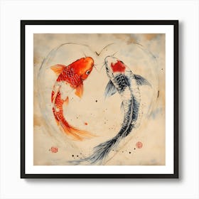 Koi Fish In Heart 11 Art Print