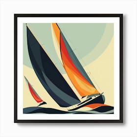 Sailboats In The Ocean 1 Art Print