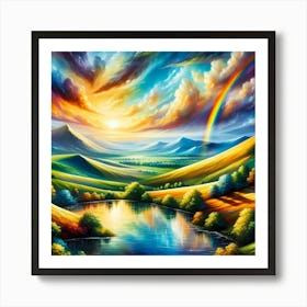 Rainbow Over The Lake Art Print