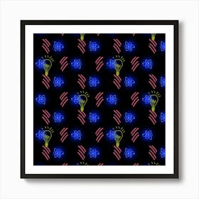 Blue Light Bulb Pattern Art Print