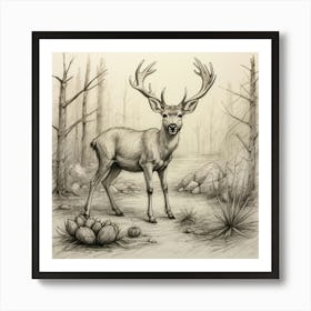 Deer In The Woods 143 Art Print